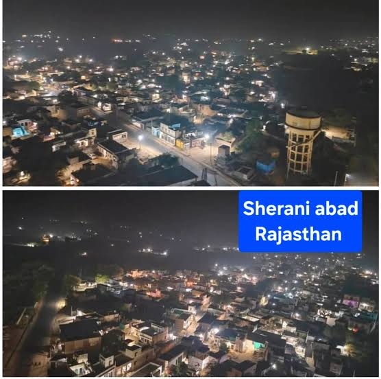 Sherani Abad — village lit up at night from above